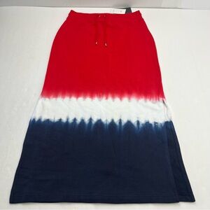 Lauren Ralph Lauren Red White Blue Stretch Womens XS Skirt Side Slit NEW‎ *FLAW